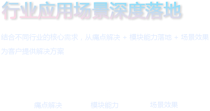 结合不同行业的核心需求，从痛点解决+模块能力落地+场景效果为客户提供解决方案